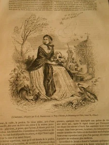 L'Automne allégorie par J.J. Grandville Gravure Print 1844 - Picture 1 of 1