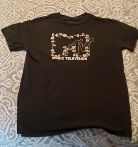 MTV Men's Short Sleeve T-Shirt - Music Television Flowers, Black L - Bild 1 von 6