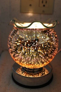 3D Corded Fireworks Touch Lamp - Globe Shaped, Beautiful design, oil warmer - Picture 1 of 5
