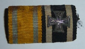 GERMAN - 2 Place Ribbon Bar; Saxon F.A. Medal & Iron Cross c/w mini EK. I - Foto 1 di 3
