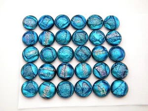 Lot 30 pcs round gorgeous DICHROIC earrings bracelet FUSED GLASS (R10) CABOCHON - Picture 1 of 4