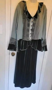 Spencer Alexis Evenings Womens Green Velvet Two Piece Maxi Skirt Set Size 1X - Picture 1 of 20