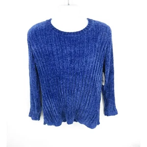 Kim Rogers Women's Ribbed Blue Tunic Sweater Large NWT $48 - Picture 1 of 5