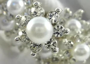 SILBER STRASS BLUMEN HAARNADEL PERLE weiß HAARNADELN BRAUT HOCHZEIT HAARSCHMUCK - Bild 1 von 12
