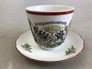 Tazza ricordo di guerra Dio con noi 1914 Impero WW1 Vohenstrauss Seltmann - Foto 1 di 9
