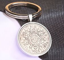 1954 70th Birthday Florin/Two Shilling Luxury Keyring - Choose the Colour Metal