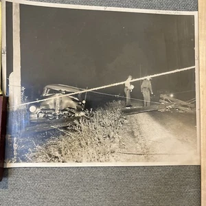 Vintage 1950s Car Accident Head On Collision w/pole- Probably Insurance-Photo #1 - Picture 1 of 5
