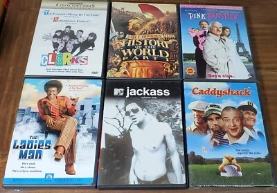 Comedy DVD Lot Robot Chicken s. 2, Jackass Vol 1, Clerks, Caddyshack, Ladies Man Foto 1 de 4