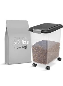 IRIS Airtight Pet Food Container For Dry Pet Food Seed 33qt/25lbs Storage-Black