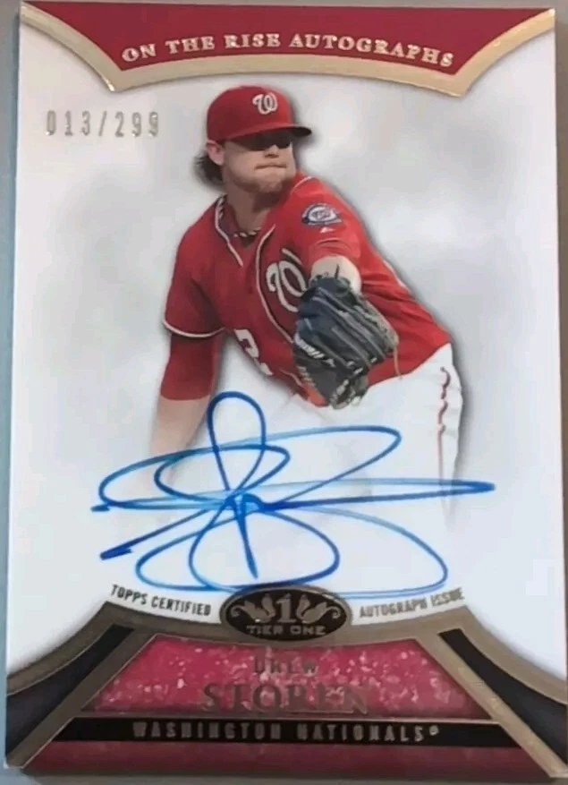 DREW STOREN 2013 Topps Tier One 1 On the Rise AUTO #/299 Nationals Mariners Reds - Image 1 of 2