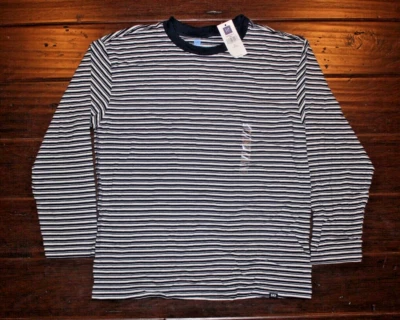 Gap Long Sleeve Classic Tee Navy Blue / White Striped Kids Large Shirt - Image 1 of 2
