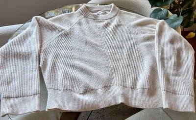 Suéter All Saints Crema Acanalado Lana Cachemira Grueso Grande Cómodo Suave Mimoso Foto 1 de 4