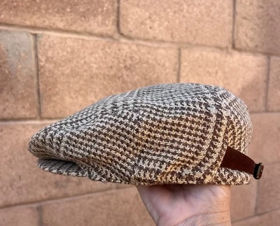 RALPH LAUREN 羊毛斜纹驾驶帽皮革表带扣背 S/M — 第 1/4 张图片