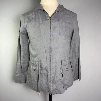 Saint Tropez West 100% Linen Jacket, Gray Drawstring, Size Small, Excellent Con. - Image 1 of 4