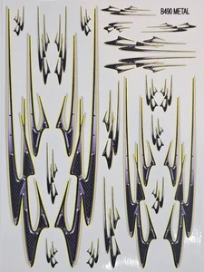 NOT CUT-B490 METAL FLAMES-RC Car Clear Matte Finish Vinyl Sticker Sheet - Picture 1 of 5