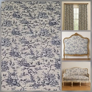 9 Yds Mill Creek Stoffe French Toile Stoff beige schwarz Zepel 56" breit - Bild 1 von 15