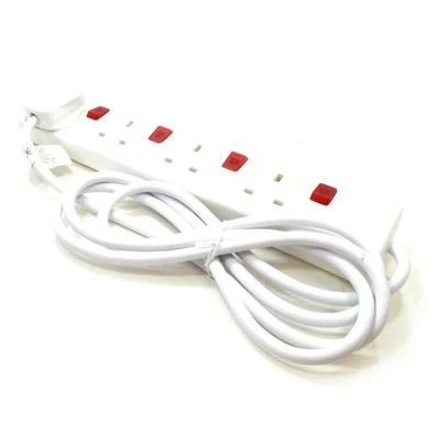 2m 4 Way Gang Mains Power Extension Lead With Individual Neon Switches [008671] - Image 1 of 4
