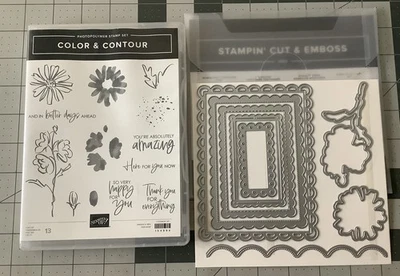 Stampin Up!  Juego de sellos COLOR & CONTOR (NUEVO) Y TROQUELES CONTORNOS FESTONEADOS (USADOS) Foto 1 de 2