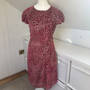 Moloh Dress Size 8 Red & Beige Animal Print Silk Blend Shift Knee Length - Picture 1 of 11