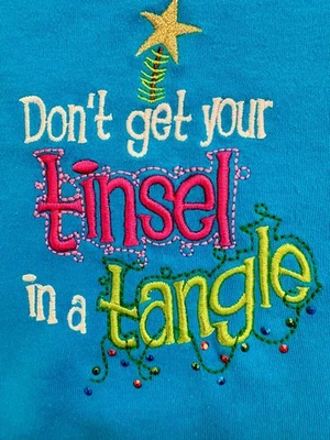 Camisa de Navidad Tropical para Mujer Talla Lg, Manga Larga, Cuello Redondo, Vibrante Aqua Foto 1 de 4