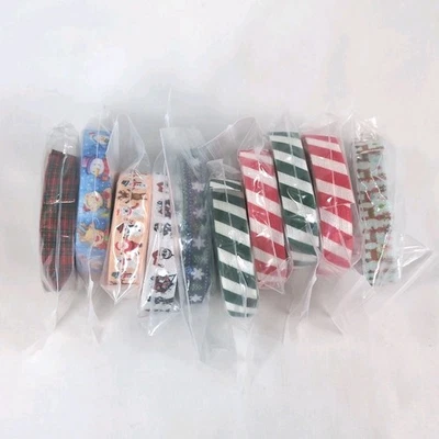 Lot of 10 Rolls of Christmas Elastic Ribbon New 5/8" Wide Holiday Crafts Lot1 - Image 1 of 4