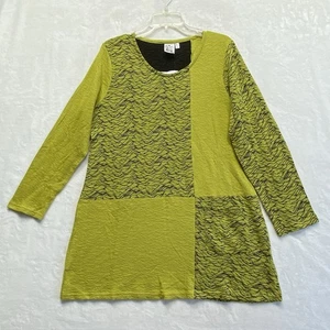Pullover tunica donna Prezzemolo & Sage nuovo con etichetta taglia M verde muschio/nero testurizzato - Foto 1 di 16