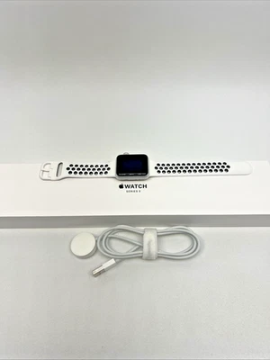 Apple Watch Series 3 38mm GPS Silver Aluminum Case w/ White Band MTEY2LL/A A1858 - Image 1 of 4