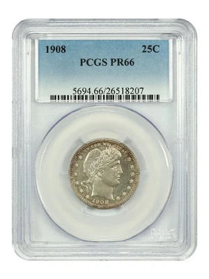 1908 25C PCGS PR66 - Barber Quarter - Low Mintage Proof - Image 1 of 4