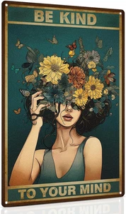 Vintage Metal Sign Be Kind to Your Mind Poster Gift for Women Office Bedroom Wal - Picture 1 of 7