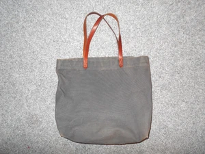 MADEWELL RUGGED GRAY CANVAS SHELL LETHER HANDLES 17X13 SHOULDER TOTE BAG      A3 - Picture 1 of 4