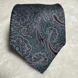 TOWNCRAFT Men's Polyester Blend 57" Necktie USA FLORAL PAISLEY Teal, Grey, Brown - Picture 1 of 6