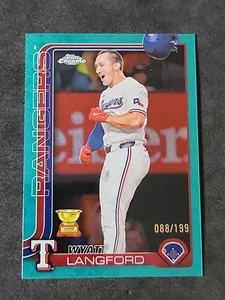 2025 Topps Chrome Logofractor Rookie Cup Wyatt Langford Aqua /199 Texas Rangers - Picture 1 of 3