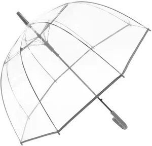Clear Bubble Umbrella Curved Handle Transparent Dome 8 Ribs Auto Open - Picture 1 of 7