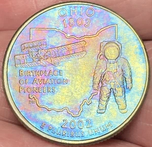 2002-D Ohio State Quarter Beautiful Lustrous Rainbow Toned Coin  #33 - Picture 1 of 13