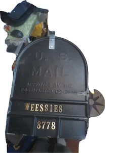 Vtg Black Steel CIty Rural Galvanized Farmhouse Old Rustic Mailbox 24 x 11 x 15" - Picture 1 of 8