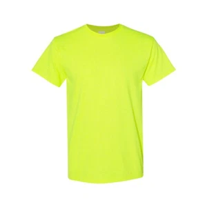 Work Safety Reflective Green Shirts 5.3 oz 50/50 cotton/polyester Hi Vis T-Shirt - Picture 1 of 5