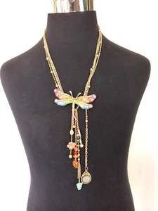 Collar para mujer Boho llamativo multicolor esmalte adornado borlas mariposa - Imagen 1 de 16
