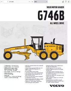 Volvo G746B Motor Grader Service Repair Manual Construction PDF USB - Picture 1 of 2