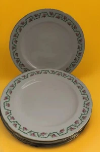 MINTON GEWELLTER RAND FLORALES MUSTER 7 SPEISETELLER I.T. & G.H. Bowman um 1900 - Bild 1 von 11