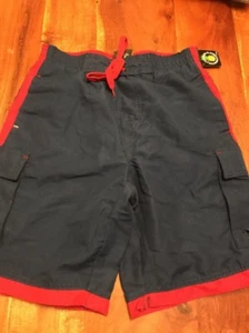 TRIANGLE Boys Size M Royal Blue Red Elastic Waist Swim Trunks Shorts (TD) - Picture 1 of 6