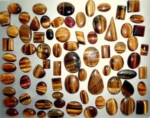 TIGER EYE 500+ CARATS OF CABOCHONS MIXED SHAPES AND SIZES ALL NATURAL - Picture 1 of 1