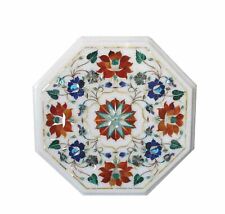18" White Marble Coffee Table Top Pietra Dura Inlay Work Home Decor And Garden