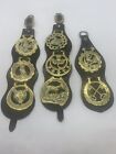 vintage horse brasses and leather medallions