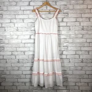 J.CREW FACTORY NWT 100% Cotton White Scalloped-Trim Midi Dress sz 6 CA107 - Picture 1 of 5