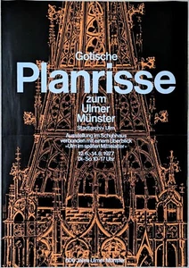 Poster Plakat - Gotische Planrisse - 600 Jahre Ulmer Münster - Stadtarchiv 1977 - Bild 1 von 1
