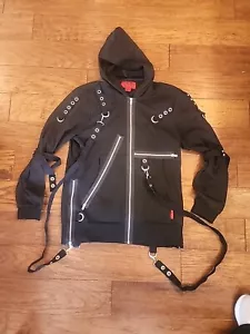 TRIPP NYC GOTH PUNK ZIP JACKET BUCKLES CHAINS Size Small - Sold Out Clash Hoody - Picture 1 of 12