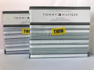 Tommy Hilfiger White /Multi Stripe Printed Twin or Twin XL Sheet Set 3pc - Picture 1 of 6