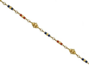 18k Yellow Gold Coral, Lapis Lazuli, and Cultured Pearl Necklace 31" 117g - Picture 1 of 1