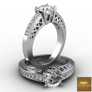 1,75 kt runder gepflasterter Diamant-Verlobungsring GIA F VS2 14 kt Weißgold - Bild 1 von 6