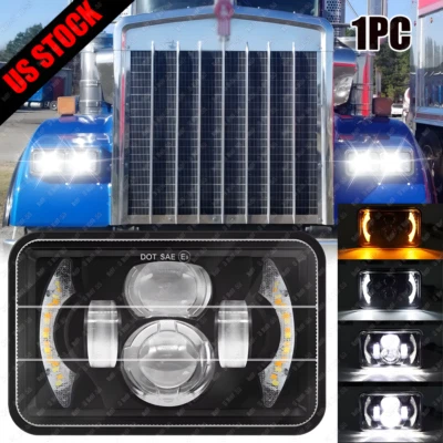 Haz de faro LED de 4x6" aprobado por DOT de 1 pieza para Peterbilt Kenworth Freightliner Foto 1 de 4